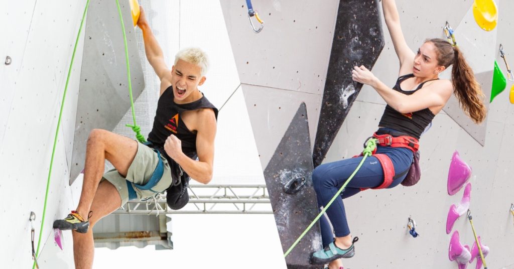 Luís Guilherme Ziolkowski e Amanda Criscuoli nas finais do Campeonato Brasileiro de Escalada Juvenil 2024 | Fotos: Aline Machado