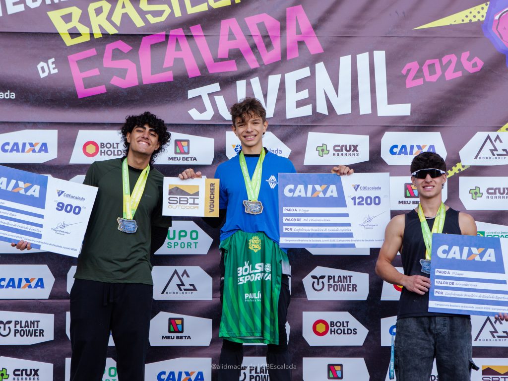 Pódio Masculino Sub-19 de Velocidade. | Foto: Aline Machado/CBEscalada